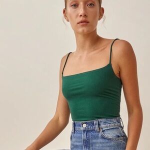 Reformation Sycamore Green Carrie Knit Tank, Size XL Summer Streetwear